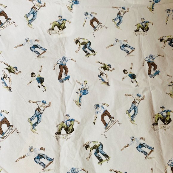 Pottery Barn Kids Skateboarding Print Organic Cotton Flat Sheet Twin Size - Picture 2 of 6